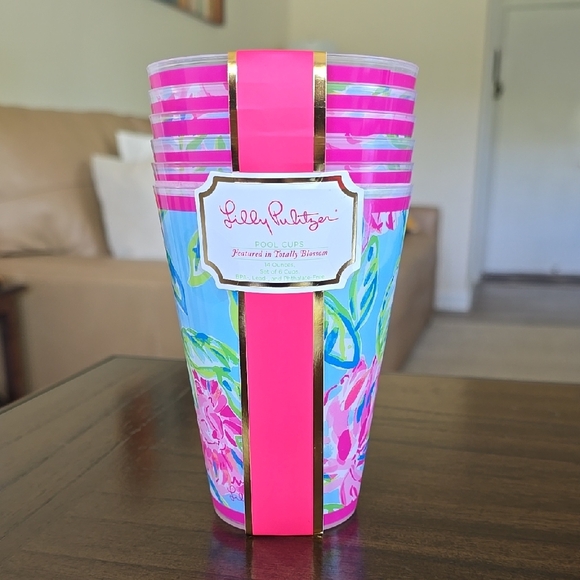 Lilly Pulitzer | Dining | Lilly Pulitzer Pink And Blue Floral Cups ...